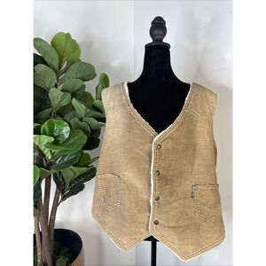 Levi's Men's Sherpa Corduroy Vest Size XL  Brown Tan  Western 70s Cowboy